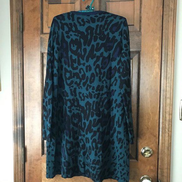 CARMEN Marc Valvo Green Animal Print Sweater Dress Large - Picture 5 of 7